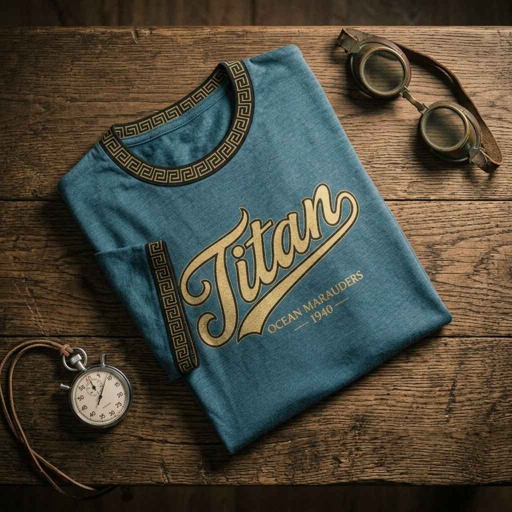 1940s Swimming Team Tee - Ocean Blue
