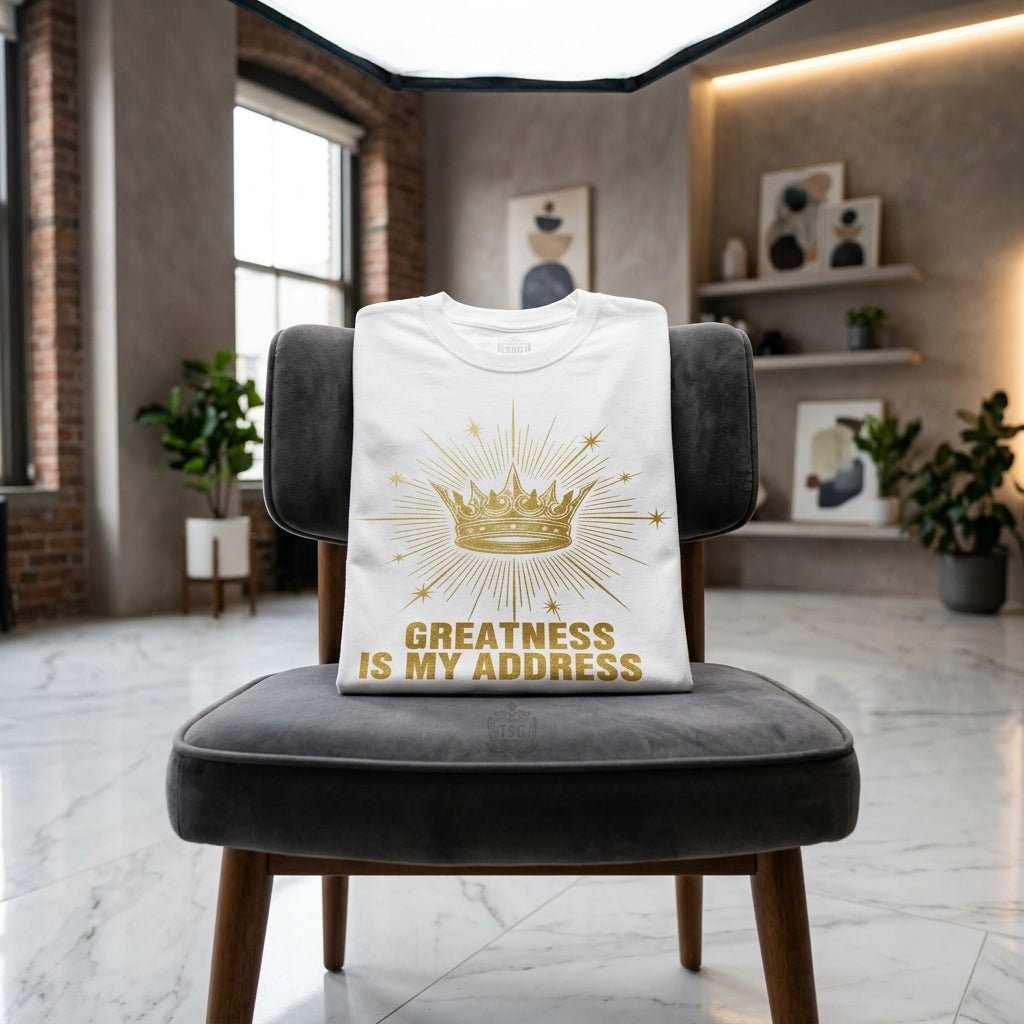 Oversized graphic t-shirt — Luxury Apartment Setting | Generated by Modelize