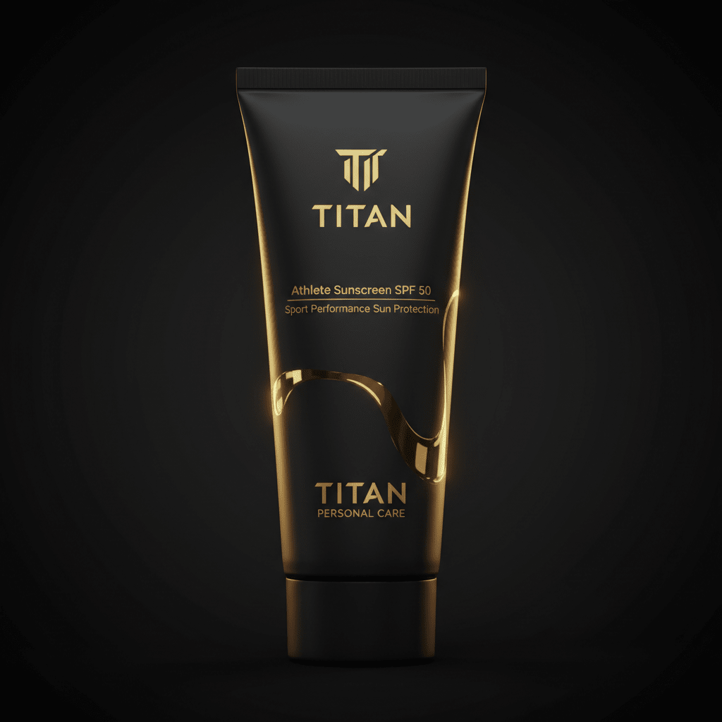Matte black squeeze tube with gold lettering, logo, and a glossy, flowing gold wave design against a dark background.
