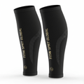 Pair of black TITAN SPORT GLOBAL calf compression sleeves with gold branding and 20-30 mmHg compression level markers.