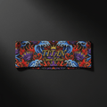 TITAN Crown Edition athletic headband featuring vibrant tattoo-style art with gold crowns, blue waves, and red flames.