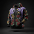 Black hoodie with purple phoenix, red roses, gold crown patterns, and a round TITAN SPORT Crown Edition chest patch.