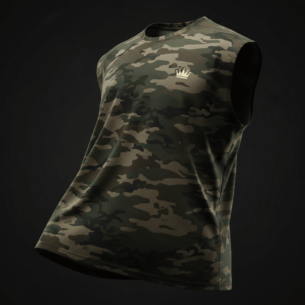 TITAN Crown Muscle Tee — Forest Camo Crown