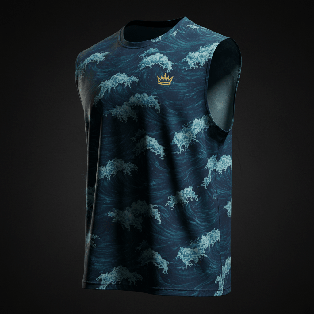 TITAN Crown Muscle Tee — Ocean Wave