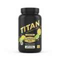 Black tub of TITAN Lemon Lime electrolyte powder with gold logo, citrus graphics, and 30-servings label.
