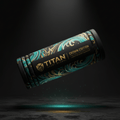 TITAN Crown Edition foam roller in black with teal and gold swirl patterns and gold branding on a black background.