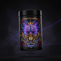 Black tub of TITAN FocusMax with vibrant brain, winged lion, gold crown, and electric purple lightning on dark background.