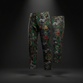 TITAN HikePro black convertible trail pants with a colorful mountain, compass, and crown topographic map print.