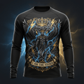 Black long-sleeve sport shirt featuring a winged warrior, crown, lightning, and "I Am The Storm" motivational text.