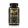 Black bottle of TITAN Invertase Enzyme 200mg with gold winged figure logo, text, and 120 capsules label.