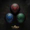 Three black lacrosse balls with red lion, blue lion, and green dragon intricate graphics, marked "Crown Edition."