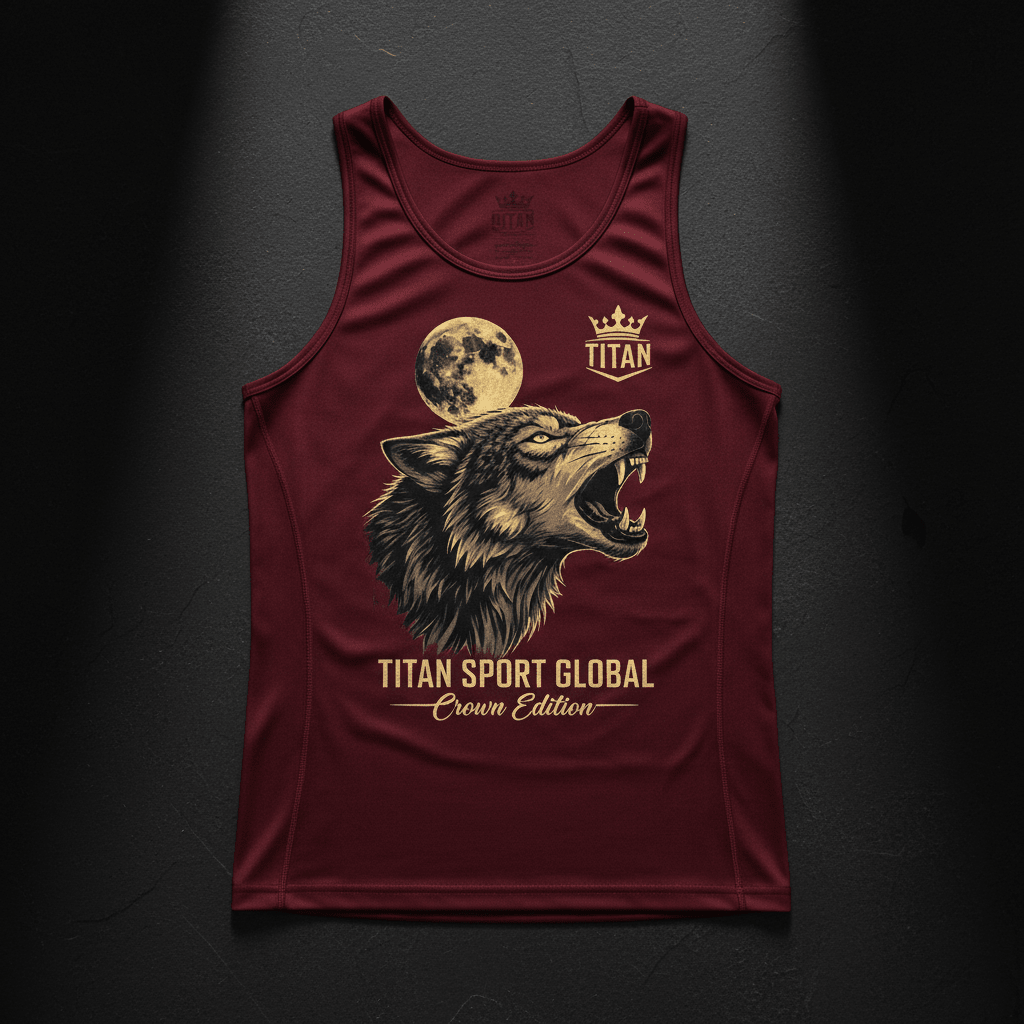 TITAN Men's Compression Toning Tank - Burgundy Wolf Crown Edition