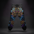 Black fleece joggers featuring a large gold crown, blue floral accents, and Titan Crown Edition graphic branding.