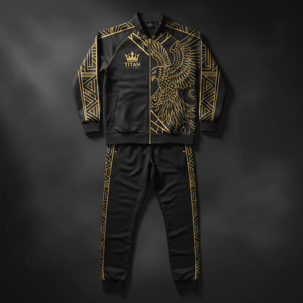 TITAN Men's Full Body Sauna Suit - Black Gold Eagle Crown Edition