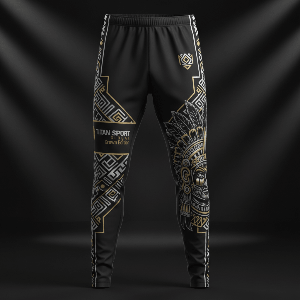 TITAN Men's Sauna Sweat Compression Pants - Black Silver Aztec Crown Edition