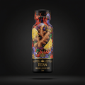TITAN 2oz Organic Ginger Shot in black bottle with vibrant ginger, lemon, flame, and gold crown illustrations.