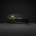 Black Titan Performance Headband with metallic gold logo, crown icon, and "Crown Edition" text against a dark background.