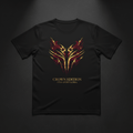Black moisture-wicking T-shirt with gold and burgundy tribal graphic, featuring "CROWN EDITION" text on the chest.