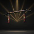 TITAN Crown Edition pull-up bar with black grips and vertical handles featuring lion-crowned graphics in gold and red.