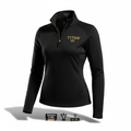 Women’s black Titan quarter-zip pullover with gold zipper and gold Titan logo on the chest.