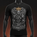 Black t-shirt featuring a winged, crowned warrior in flames with the motivational text "Refuse to Surrender."