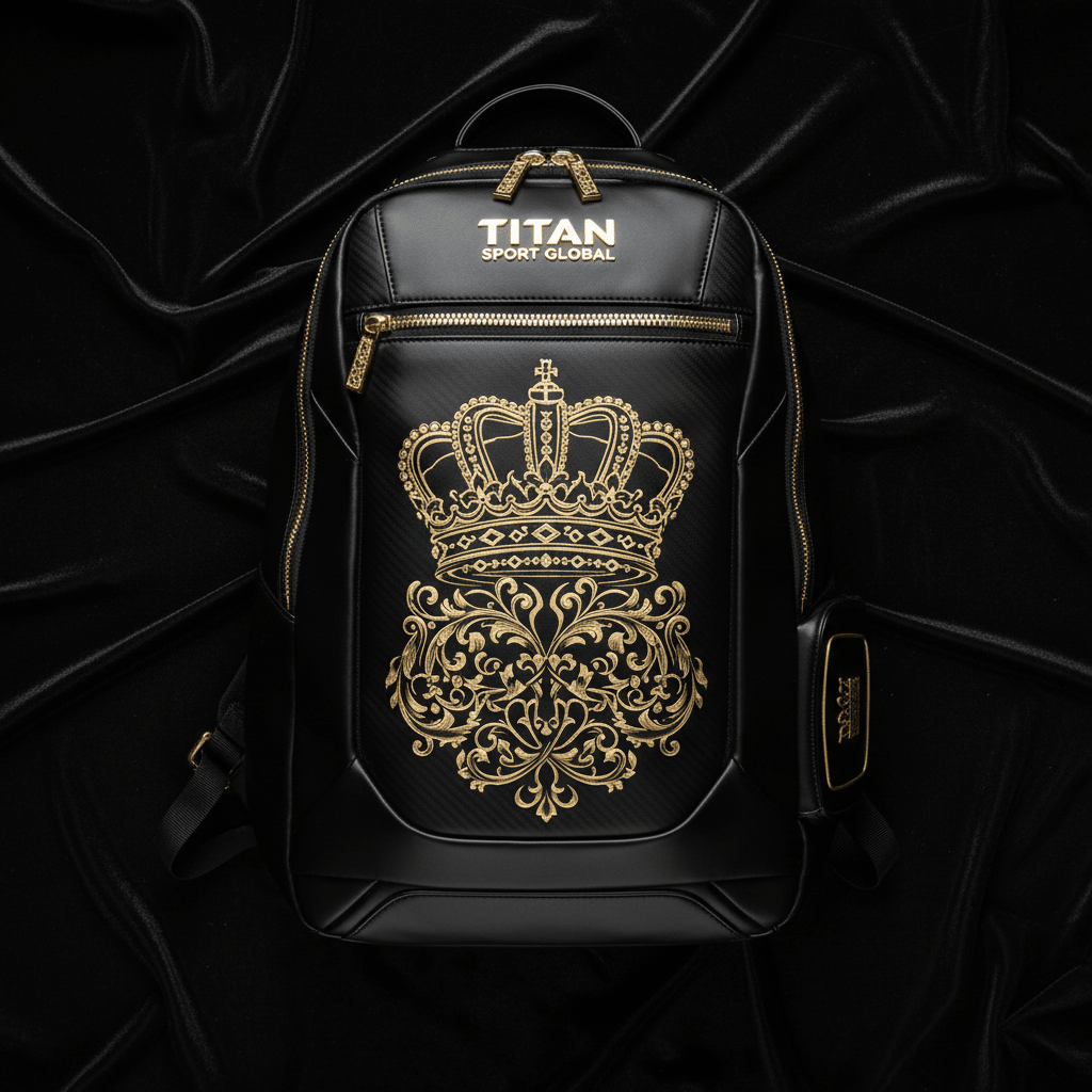 TITAN Travel Hydration Pack — Pitch Black Gold AirTag Edition