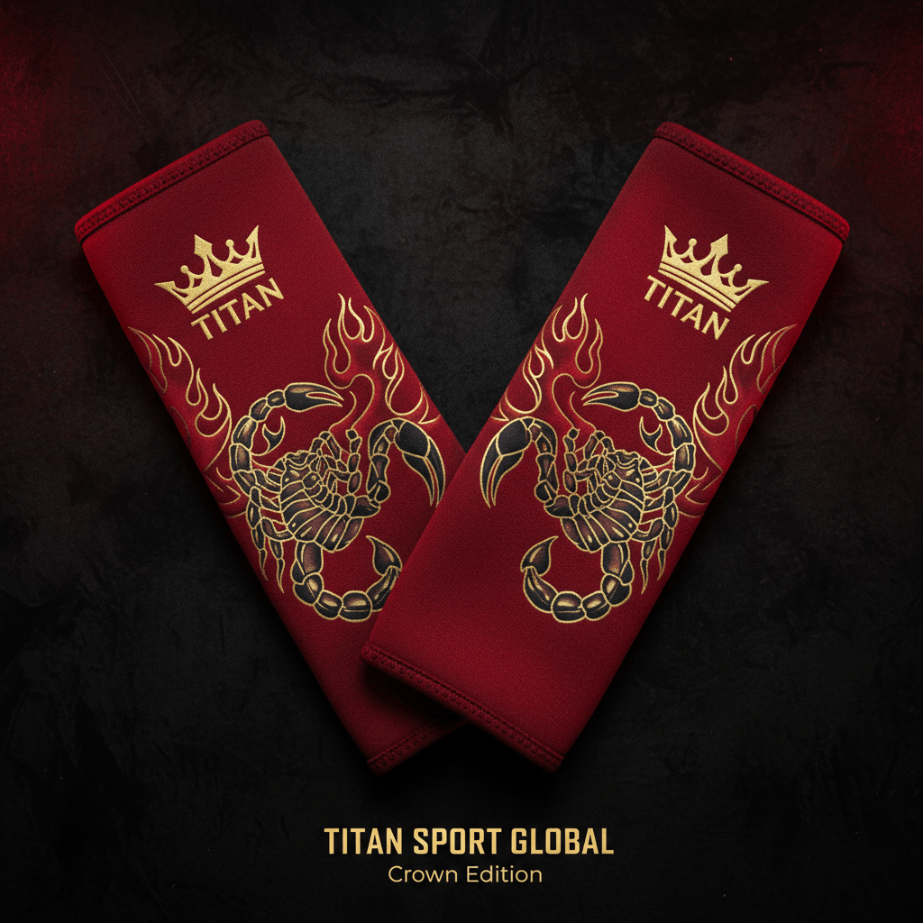 TITAN Unisex Neoprene Arm Slimming Sleeves - Ruby Scorpion Crown Edition