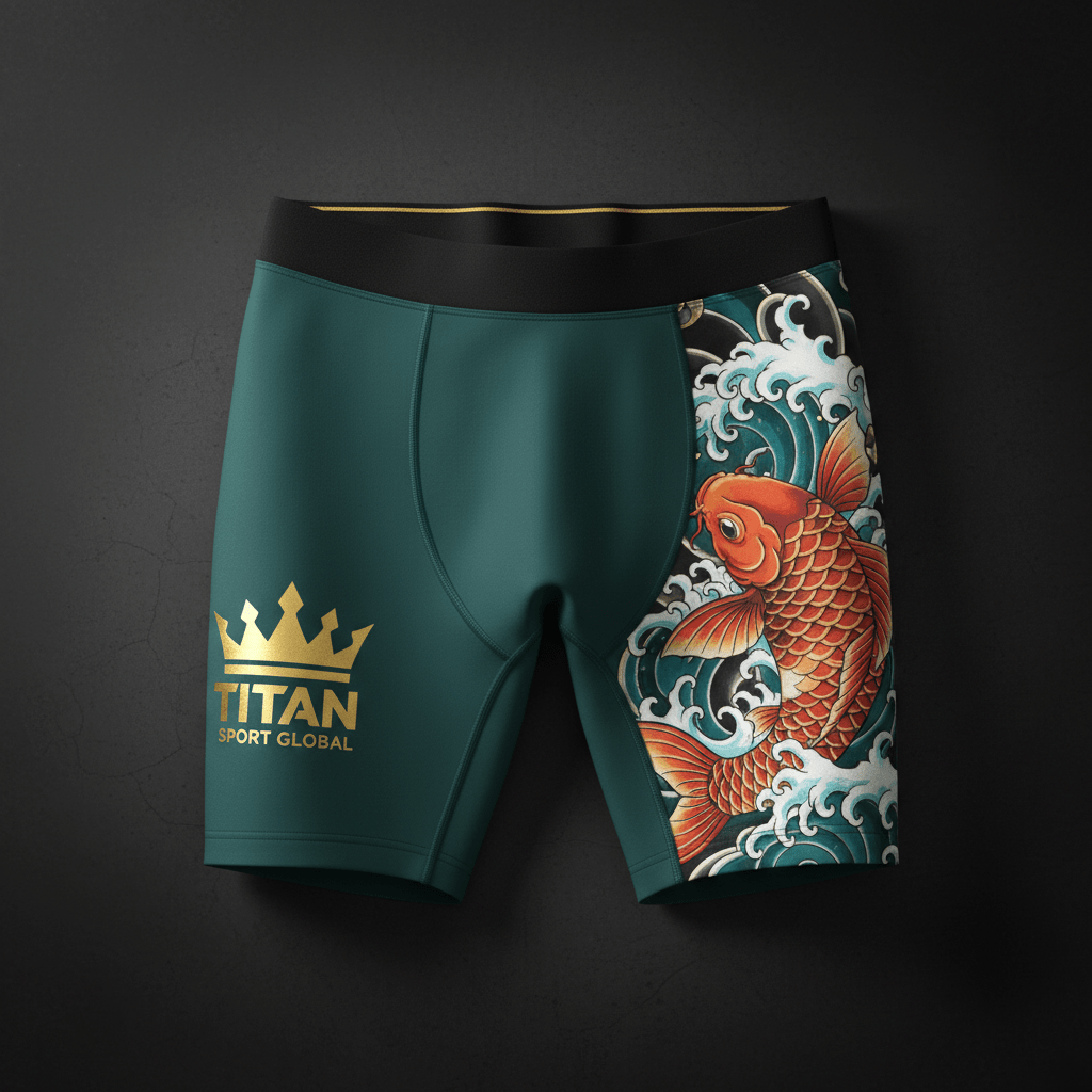 TITAN Unisex Slimming Body Shaper Shorts - Teal Koi Crown Edition