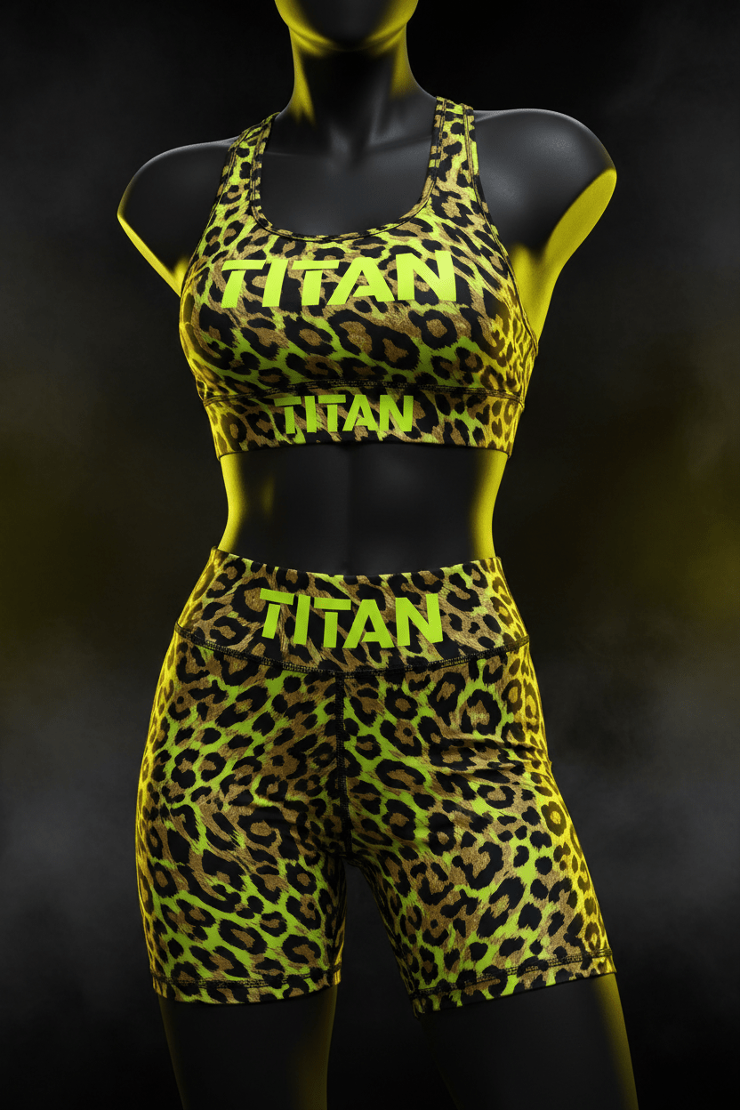 TITAN Women's Cheetah Print Bike Short Set