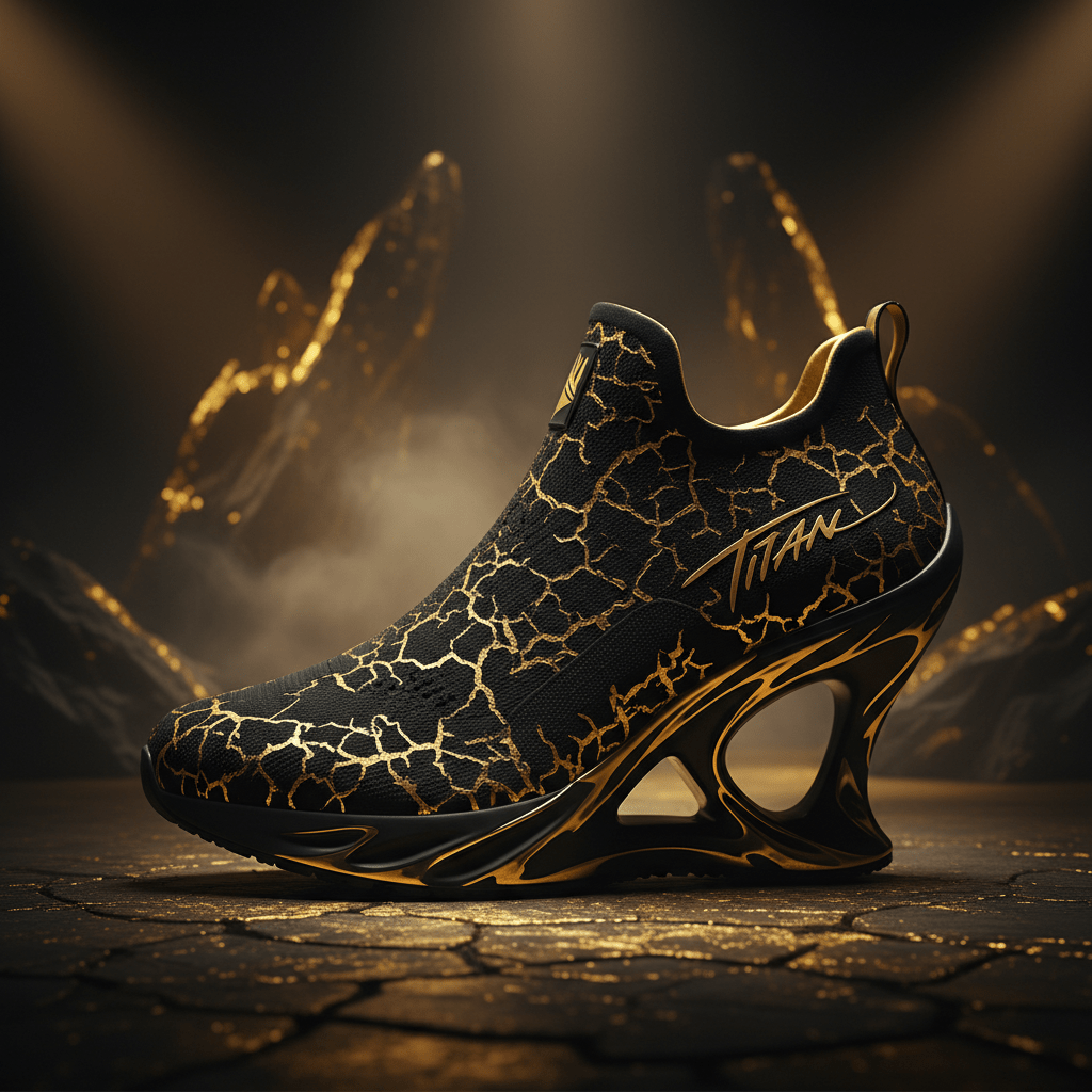 TITAN Women's Gold Cracked Earth