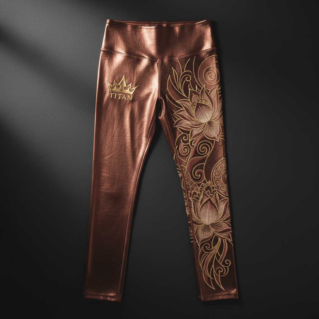 TITAN Women's Slimming High-Waist Yoga Pants - Rose Gold Lotus Crown Edition