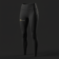 Black high-waisted TITAN capri leggings with a gold logo on the thigh, side pockets, and reinforced seam detailing.